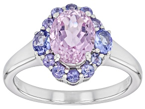 Pink Kunzite Rhodium Over Sterling Silver Ring 2.91ctw