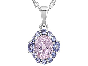 Pink Kunzite Rhodium Over Sterling Silver Pendant with Chain 2.90ctw