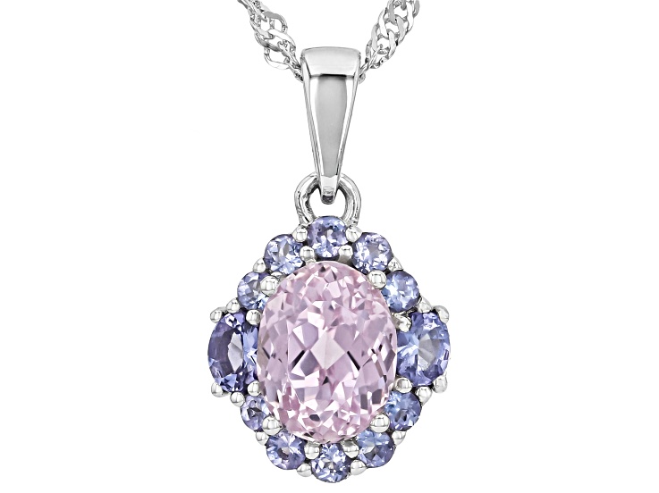 Pink Kunzite Rhodium Over Sterling Silver Pendant with Chain 2.90ctw