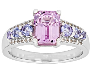 Pink Kunzite Rhodium Over Sterling Silver Ring 2.09ctw