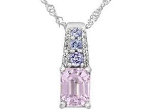 Pink Kunzite Rhodium Over Sterling Silver Pendant with Chain 1.97ctw