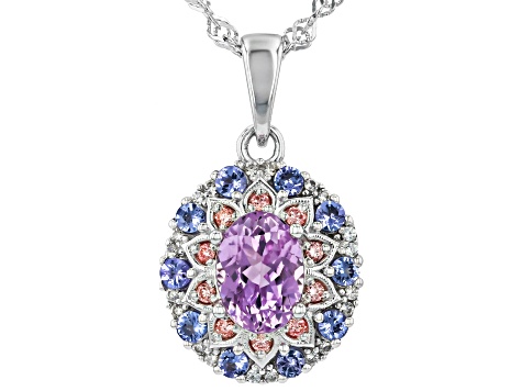 Pink Kunzite Rhodium Over Silver Pendant with Chain 1.89ctw