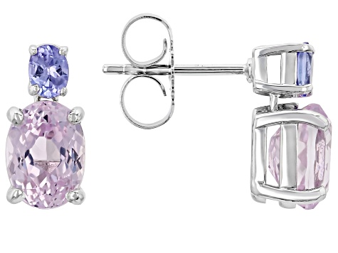 Pink Kunzite Rhodium Over Sterling Silver Earrings 2.99ctw
