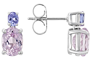 Pink Kunzite Rhodium Over Sterling Silver Earrings 2.99ctw