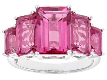 Picture of Pink Topaz Rhodium Over Sterling Silver Ring 7.96ctw