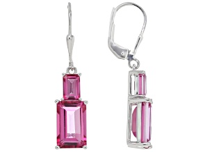 Pink Topaz Rhodium Over Sterling Silver Earrings 7.82ctw
