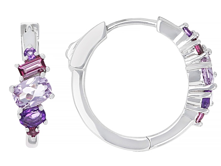 Purple Brazilian Amethyst Rhodium Over Silver Earrings 1.57ctw
