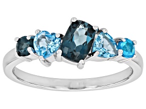 London Blue Topaz Rhodium Over Silver Ring 1.35ctw