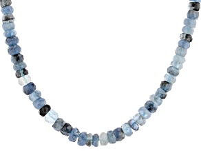 Moss Aquamarine Rhodium Over Sterling Silver Beaded Necklace 4-6mm