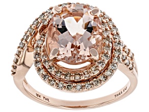 Peach Morganite 10k Rose Gold Ring 3.01ctw