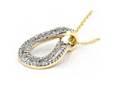 White Diamond 10k Yellow Gold Pendant With 18" Rope Chain 0.50ctw