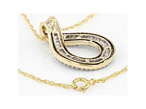 White Diamond 10k Yellow Gold Pendant With 18" Rope Chain 0.50ctw