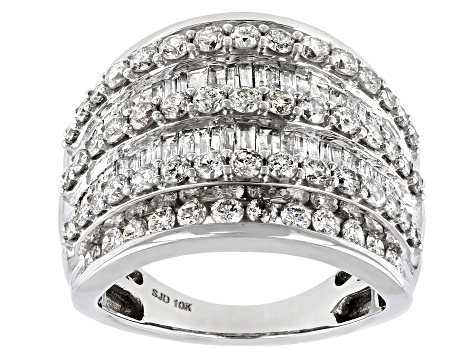 White Diamond 10k White Gold Multi-Row Dome Ring 2.85ctw – SBG477