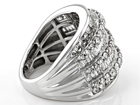 White Diamond 10k White Gold Multi-Row Dome Ring 2.85ctw