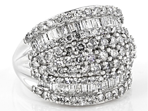 White Diamond 10k White Gold Multi-Row Ring 2.60ctw