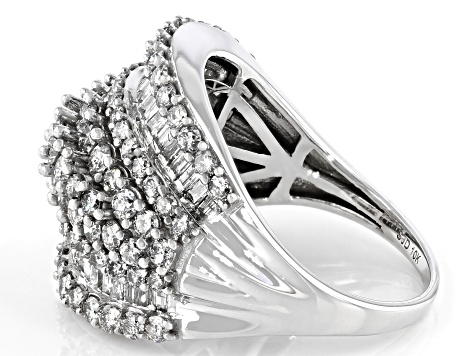 White Diamond 10k White Gold Multi-Row Ring 2.60ctw