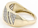 White Diamond 10k Yellow Gold Wide Cluster Band Ring 0.45ctw