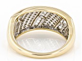 White Diamond 10k Yellow Gold Wide Cluster Band Ring 0.45ctw