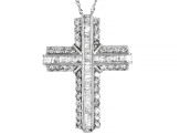 White Diamond 10k White Gold Cross Pendant With Chain 1.80ctw