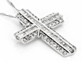 White Diamond 10k White Gold Cross Pendant With Chain 1.80ctw