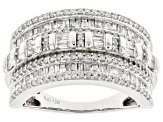 White Diamond 10k White Gold Wide Band Ring 1.00ctw