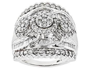 Picture of White Diamond 10k White Gold Cluster Ring 2.00ctw