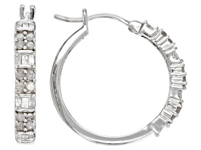 White Diamond Rhodium Over Sterling Silver Hoop Earrings 0.75ctw