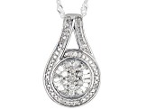 White Diamond Platinum Over Sterling Silver Halo Pendant With 18" Singapore Chain 0.50ctw