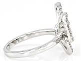 White And Blue Diamond Rhodium Over Sterling Silver Butterfly Ring 0.60ctw