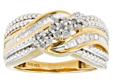White Diamond 14k Yellow Gold Over Sterling Silver Crossover Ring 0.45ctw