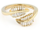 White Diamond 14k Yellow Gold Over Sterling Silver Leaf Ring 0.50ctw