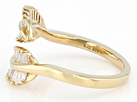 White Diamond 14k Yellow Gold Over Sterling Silver Leaf Ring 0.50ctw