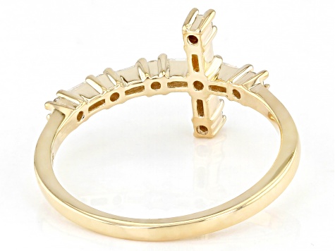 White Diamond 10k Yellow Gold Cross Band Ring 0.25ctw