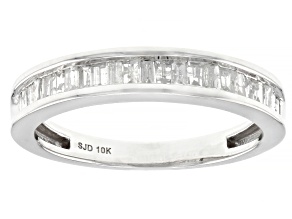 White Diamond 10k White Gold Band Ring 0.55ctw