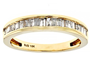 White Diamond 10k Yellow Gold Band Ring 0.55ctw