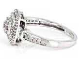 White Diamond Rhodium Over Sterling Silver Halo Ring 0.55ctw