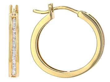Picture of White Diamond 14k Yellow Gold Over Sterling Silver Hoop Earrings 0.33ctw