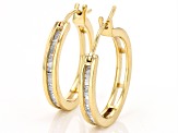 White Diamond 14k Yellow Gold Over Sterling Silver Hoop Earrings 0.33ctw