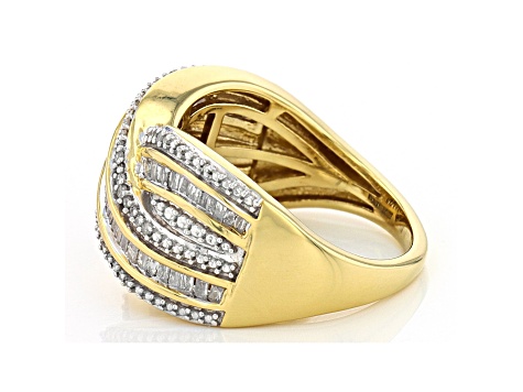 White Diamond 14k Yellow Gold Over Sterling Silver Crossover Ring 0.55ctw
