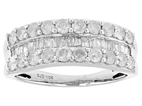 White Diamond 10k White Gold Band Ring 1.35ctw