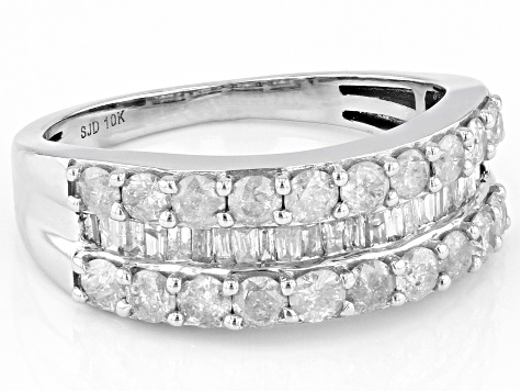 White Diamond 10k White Gold Band Ring 1.35ctw