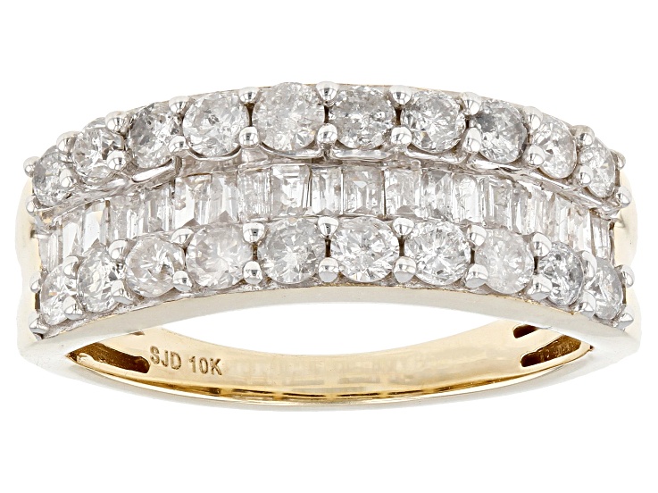 White Diamond 10k Yellow Gold Band Ring 1.35ctw - SBG591B | JTV White Diamond 10k Yellow Gold Band Ring 1.35ctw - SBG591B | JTV