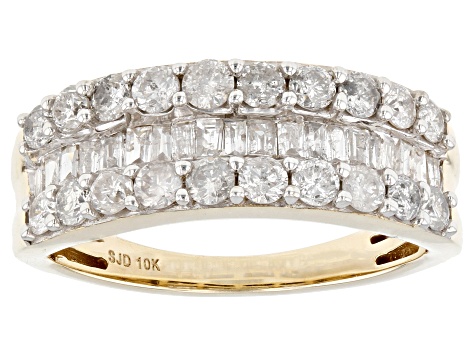 White Diamond 10k Yellow Gold Band Ring 1.35ctw