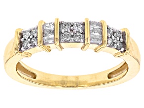 White Diamond 10k Yellow Gold Band Ring 0.30ctw