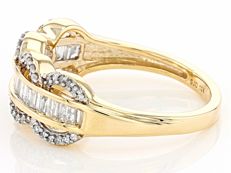 White Diamond 10k Yellow Gold Band Ring 0.50ctw - SBG595 | JTV.com