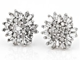 White Diamond 10k White Gold Cluster Stud Earrings 0.65ctw