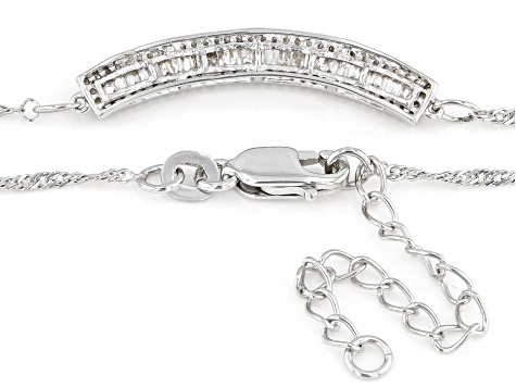 White Diamond Rhodium Over Sterling Silver Bar Necklace 0.55ctw