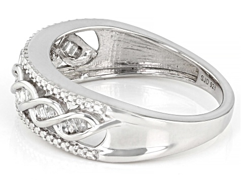 White Diamond Rhodium Over Sterling Silver Band Ring 0.20ctw