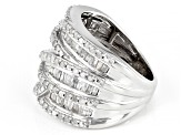 White Diamond Rhodium Over Sterling Silver Wide Band Ring 2.00ctw