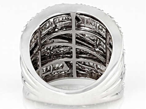 White Diamond Rhodium Over Sterling Silver Wide Band Ring 2.00ctw